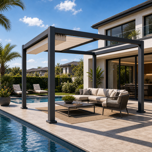 Pergola extérieure électrique en aluminium avec stores rétractables, abri solaire et gazebo imperméable pour les rassemblements dans la cour - Product Image 5