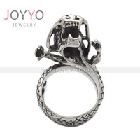 Bague Vintage en argent Thai pour hommes, anneau ouvert du Dragon du zodiaque, personnalité, porte-clés de dominage, en acier inoxydable