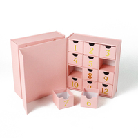 Coffret Cadeau Calendrier de l'Avent 12 Jours Ramadan Chocolat Noël Rouge à Lèvres Éponge Embossée Emballage Papier Personnalisable