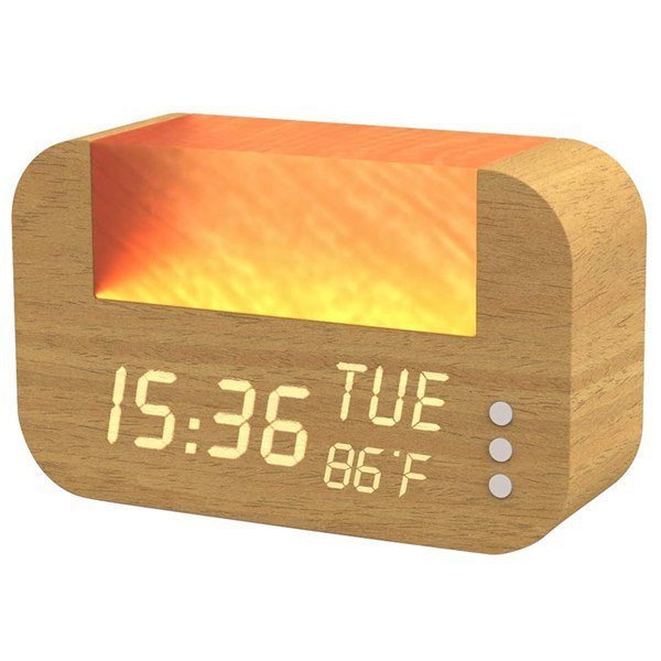 TBFIT Wooden LED Digital Alarm Clock with Temperature & Date Display Wireless Charging Feature for Corporate Gifts