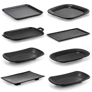 <b>Melamine</b> rectangular <b>plate</b>, Japanese imitation porcelain black sushi <b>plate</b>, hot pot tableware, barbecue <b>plate</b>, vegetable <b>plate</b>, - Product Image 1