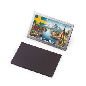 Imán de Resina Minimalista de Suecia, Recuerdos Turísticos Personalizados, Imanes Metálicos para Refrigerador de Estocolmo - Product Image 4