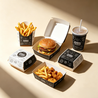 Boîte à frites pliable personnalisée résistante à l'huile pour restaurant de restauration rapide, vente en gros en vrac