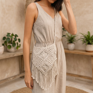 HOMLY HLBG1 Bolso Bandolera Cuadrado de Macramé Hecho a Mano, Diseño Personalizado, Hecho en India con Algodón Natural, para Bodas, Duradero - Product Image 3
