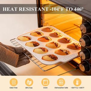 MUYULINS Factory Beige 12-Cup Shell-Shaped LFGB Non-Stick BPA Free Metal Reinforced Frame <b>Silicone</b> Cupcake Pan Muffin Tin - Product Image 3