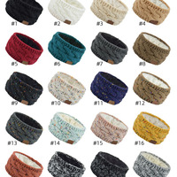 Bandeau en tricot doublé polaire CC Label, cache-oreilles d'hiver en tricot torsadé, accessoire pour cheveux en fil confettis, vente en gros, bandeau personnalisé avec logo