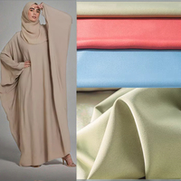 Tissu satiné 100 % polyester écologique de haute qualité, 120-160 g/m², extensible, occultant, pour robes musulmanes et abayas pour filles