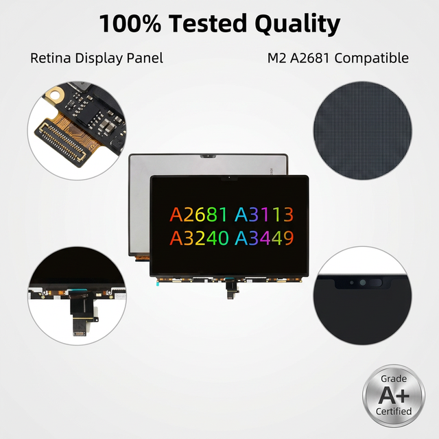 LCD Screen for MacBook Air 13" A2681 M2 EMC4074 (2022) Replacement Display Panel A+ Grade