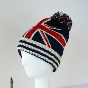 Bonnet d'hiver vintage en tricot à rayures étoiles, motif drapeau américain, avec pompon, en laine, chaud, pour le ski - Product Image 5