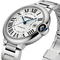 Jam Tangan Oval Mekanik Otomatis Pria dengan Gerakan Jepang Mewah Kustom, Baja Tahan Karat, Kristal Safir 39mm, Penunjuk Bercahaya.