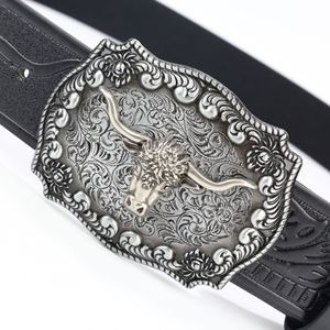 Ceintures en cuir usinées classiques durables personnalisées en usine <span class=keywords><strong>ceinture</strong></span> de vache occidentale vintage <span class=keywords><strong>noire</strong></span> à la mode avec grande <span class=keywords><strong>boucle</strong></span> - Product Image 3