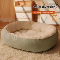 Coussin pour animaux de compagnie en peluche toutes saisons, tapis pour chien et chat, chaud en hiver, respirant, imperméable, lit rond pour usage intérieur, en stock