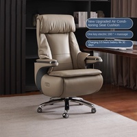Chaise de bureau de direction de luxe, chaise d'ordinateur pour le personnel avec fonction de massage, réglable en hauteur, pivotante et inclinable