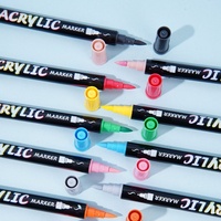 Ensemble de stylos marqueurs acryliques à double pointe, plastique, imperméable, séchage rapide, tête de couleur superposable, art de la gribouillage, peinture graffiti, aquarelle