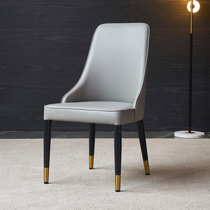 PURUO European Stainless Steel Furniture <strong>Grey</strong> PU Leather <strong>Velvet</strong> Dining Room <strong>Chair</strong> for Sale - Product Image 1
