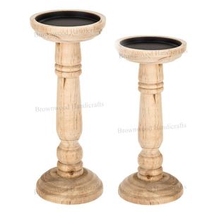Premium Quality Handmade Mango Wood <b>Candle</b> Holder <b>Set</b> of 2 at Affordable Wholesale Price Ideal for Home Decor and <b>Gift</b> Purposes - Product Image 1