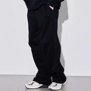 Pantalons de jogging décontractés pour hommes, coupe ample, teint en pièce, en laine, taille élastique, taille mi-haute, jambe droite ouverte, 320 g - Product Image 6