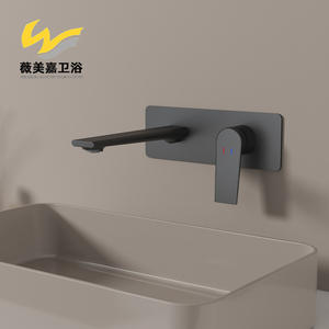 Grifo de Lavabo Empotrado en Pared, Totalmente de Cobre, Doble Estructura, Activación por Elevación, Diseño Minimalista, para Hoteles, Agua Fría y Caliente - Product Image 2