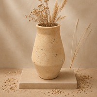 Vase à fleurs en céramique vintage ARM LVG Wabi-Sabi, poterie rustique en terre cuite, pot à large ouverture, récipient floral, vases d'art antique