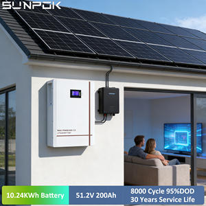 SUNPOK 51.2V 200Ah 10kWh Batería Solar de Litio para Sistema de Almacenamiento de Energía Doméstica 10kW Batería LiFePO4 <span class=keywords><strong>Powerwall</strong></span> 8000 Ciclos Tipo Dividido - Product Image 1