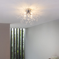 Nordique moderne cristal lustre Simple luciole LED plafonnier chambre fer maison éclairage décoration interrupteur 3000K hôtels