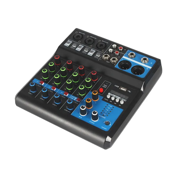 Mixer Amplifier KTV 5 saluran, mikrofon nirkabel semua dalam satu mesin Bluetooth Mixer musik peralatan Suara/Amplifier/speaker