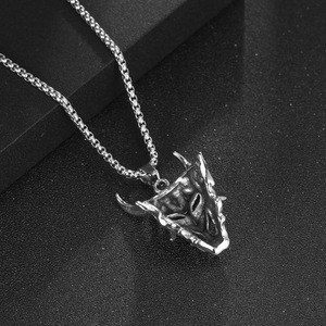 สร้อยคอหน้ากากฮันย่าญี่ปุ่น จี้สแตนเลส ของขวัญเครื่องประดับรูปหัวกะโหลกสำหรับผู้ชาย - Product Image 3