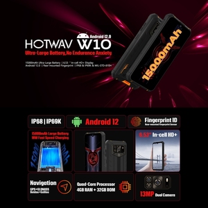 Téléphone robuste <span class=keywords><strong>HOTWAV</strong></span> <span class=keywords><strong>W10</strong></span> 4 Go + 32 Go IP68/IP69K Étanche Batterie 15000 mAh Android 12 Smartphone - Product Image 5