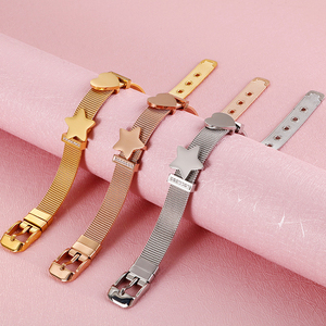 <span class=keywords><strong>Pulsera</strong></span> de malla de acero inoxidable con correa ajustable, brazalete Simple DIY, Tobogán de corazón de estrella para regalo, pulseras con dijes de moda - Product Image 4