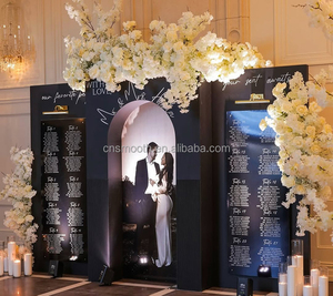 <span class=keywords><strong>Couleur</strong></span> noire lisse nom moderne toile de fond en PVC grand tableau de sièges de fête de mariage toile de fond en PVC pour banquet signe de bienvenue - Product Image 1