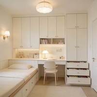 Ensemble de meubles de chambre d'enfant personnalisé Balom Elegant Cream, armoire blanche avec bureau intégré et tiroirs de rangement pour enfants
