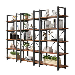 Étagère en fer forgé en bois massif de style américain, étagère de rangement à plusieurs étages peu encombrante, - Product Image 4