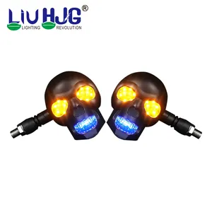 Motorcycle Exterior Decor Beam Lamp Accessories Skull Led Headlight Motorcycle Led Spotlight Light Signal