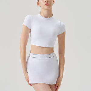 Toptan özel hafif çabuk kuruyan kadın kısa kollu Yoga üst tenis etekler spor seti 2 nefes tenis giyim OEM - Product Image 2