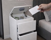 Table de chevet en MDF durable avec compartiment caché, charnières à fermeture douce et serrure de rangement sécurisée intégrée