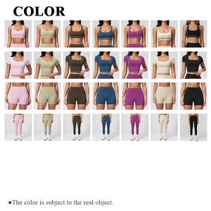 Ensemble de yoga pour femme : Soutien-gorge de sport dos nageur à lignes contrastées et leggings taille haute moulants effet fesses galbées - Product Image 3