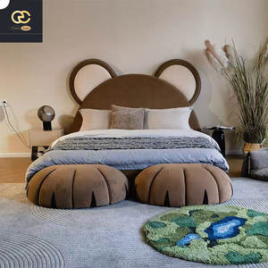 2025 детская мебель для спальни-роскошная кожаная мягкая кровать для современной виллы-креативная Милая кровать панды - Product Image 3