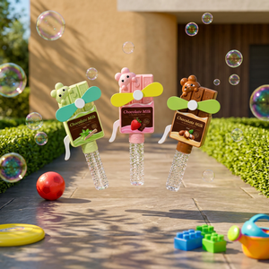 Juguete de Burbujas de Chocolate de Plástico, Ventilador de Burbujas Giratorio Impulsado por el Viento para Niños de 5 a 7 Años, Recuerdo de Fiesta - Product Image 1