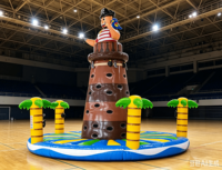 Tour d'escalade gonflable sur le thème de l'île pirate, jeu de chasse au trésor pour enfants, défi d'obstacles, PVC écologique, 8x8x6m