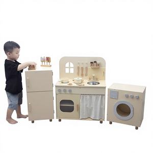Ensemble de jeu de rôle de cuisine en bois et en métal pour la maternelle et la garderie - Jouet éducatif Montessori Meubles - Product Image 1