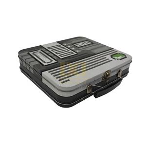 Boîte plate rectangulaire arrondie de haute qualité mosaïque Style sombre poignée de transport conteneur en fer boîte en fer blanc pour jeux de société pique-niques nourriture - Product Image 1