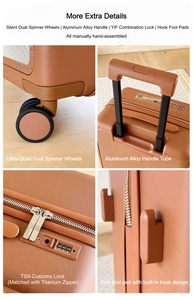 <span class=keywords><strong>Valise</strong></span> de <span class=keywords><strong>cabine</strong></span> GEMULIN de haute qualité avec serrure TSA, roulettes universelles et compartiments, idéale pour les voyages de luxe en <span class=keywords><strong>marron</strong></span> - Product Image 4