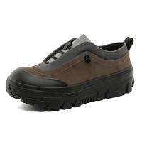Chaussures de travail décontractées style camping à semelle épaisse, rehaussantes, antidérapantes, respirantes, avec empeigne en cuir synthétique