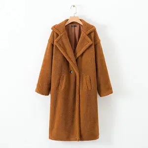 여성 퍼지 양털 옷깃 오픈 프론트 롱 가디건 코트 가짜 모피 따뜻한 겨울 아웃웨어 자켓