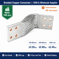 JLDA TJR-2.5mm Maßgefertigte Flexible Geflochtene Kupfer-Rundverbinder mit Hoher Leitfähigkeit 12V Erdungsband-Anschlüsse für Schaltanlagen