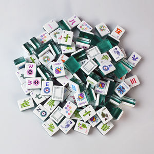 160 قطعة من بلاط الماجونغ الأمريكي الأخضر الأكريليكي مع إمكانية تخصيص الصور وسطح ناعم لألعاب العائلة والحفلات - Product Image 4