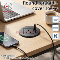 Prise de courant encastrée pour bureau, 60 mm, gain de place, prise américaine, prise USB type C, multiprise de table, prise électrique pour bureau