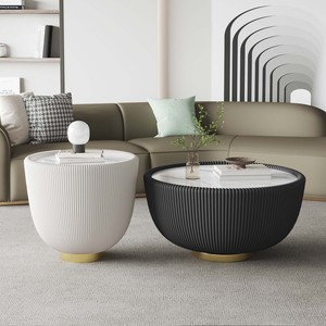 Tavolino da Caffè in Lastra di Roccia Nordica, Top in Ardesia, Lusso Moderno, Combinazione Grande e Piccola, per Soggiorno, Camera da Letto, Piccolo Appartamento, Design Esclusivo - Product Image 2