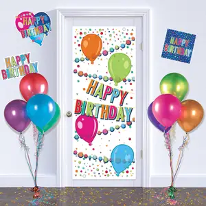 Tùy chỉnh PE in nhiều màu 6 'x 30 "Hạnh phúc sinh nhật cửa bao gồm trong nhà ngoài trời nhựa trang trí cho Đảng sử dụng