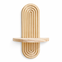 Étagère flottante ovale en bois massif rainuré, moderne, murale, multifonctionnelle, pour la cuisine, la salle de bain, la décoration de la maison